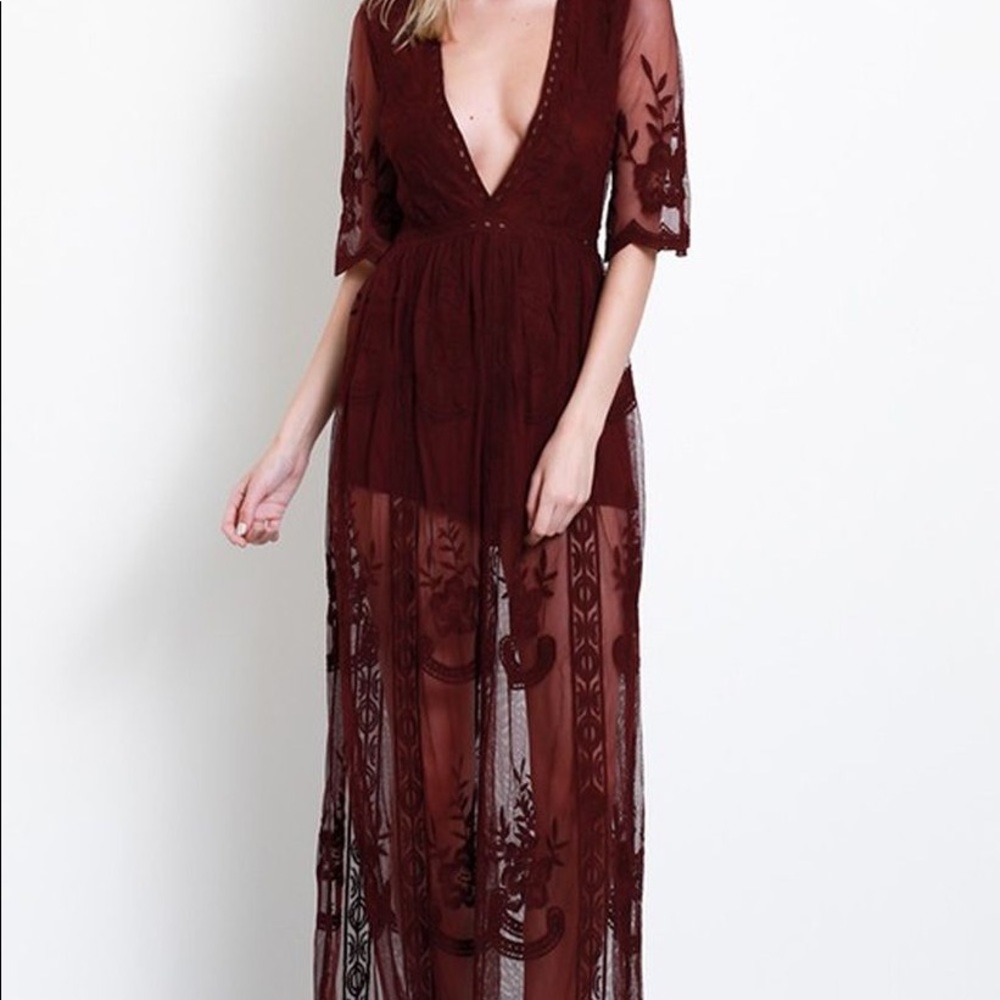 NWT ❤️COTTON CANDY LA BURGUNDY OVERLAY DRESS❤️